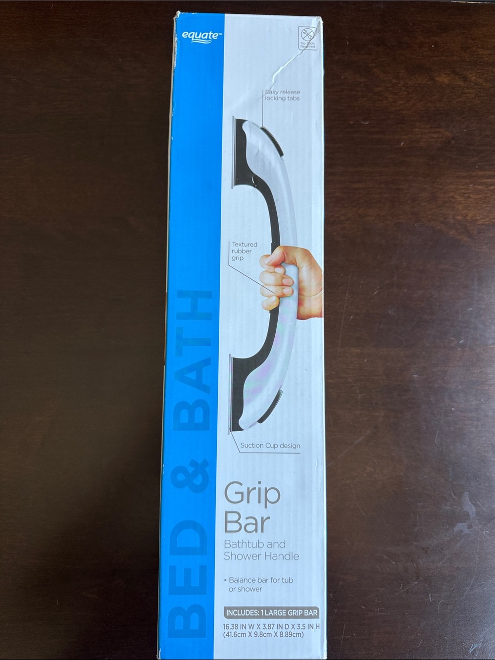 Equate Gray Suction Grip Bar - Bathtub & Shower Handle